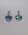 Ocean Heart Resin Drop Earrings – Abalone Pearl – Silver & Gold