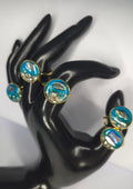 Adjustable Handmade Resin Ring – Ocean Blue with Shells and Sand